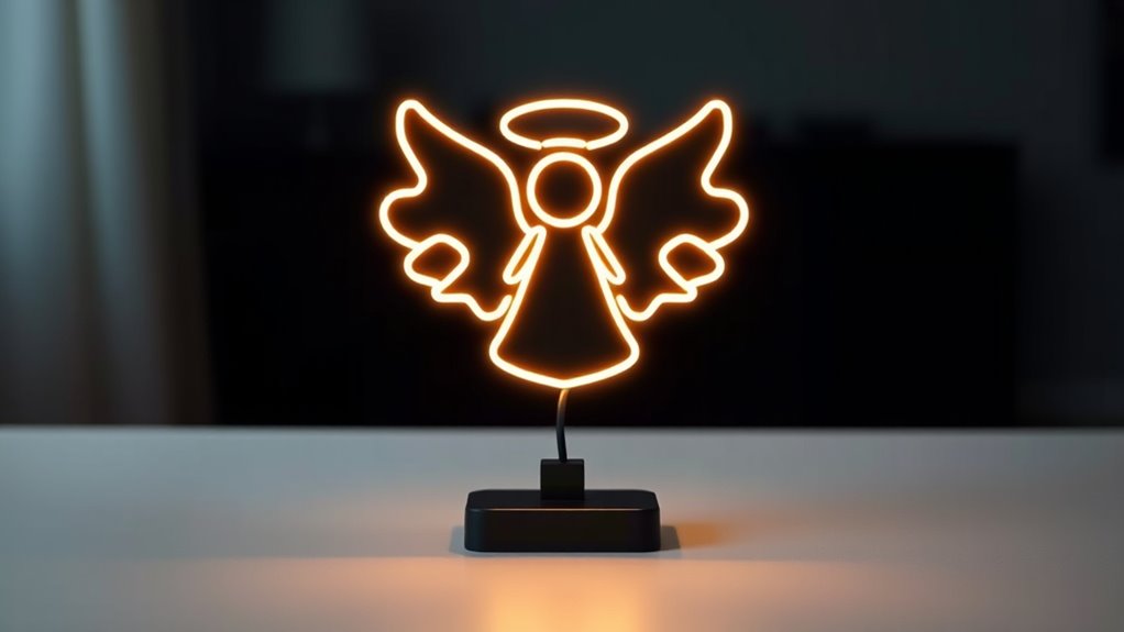 battery powered minimalist angel sign
