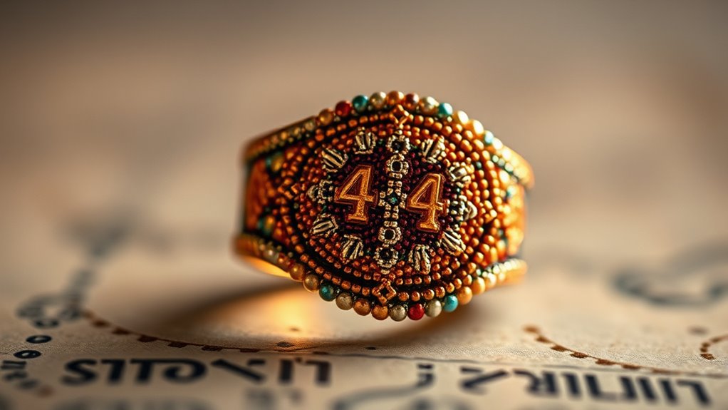 beaded embossed 444 ring