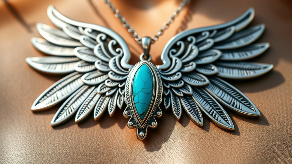 boho feather turquoise necklace