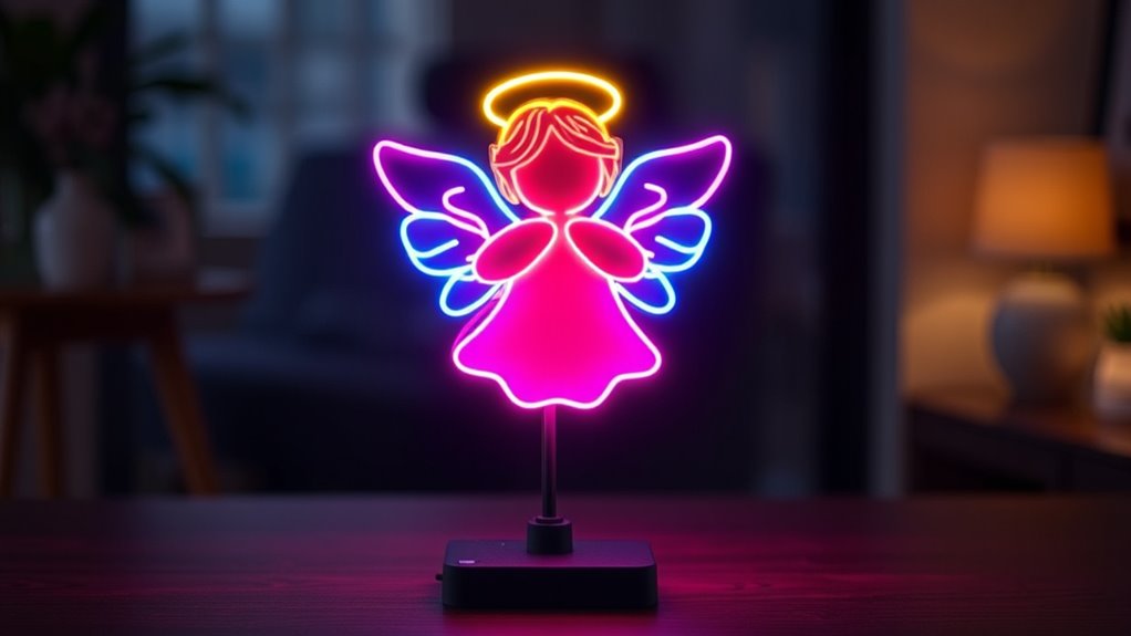 colorful whimsical angel neon