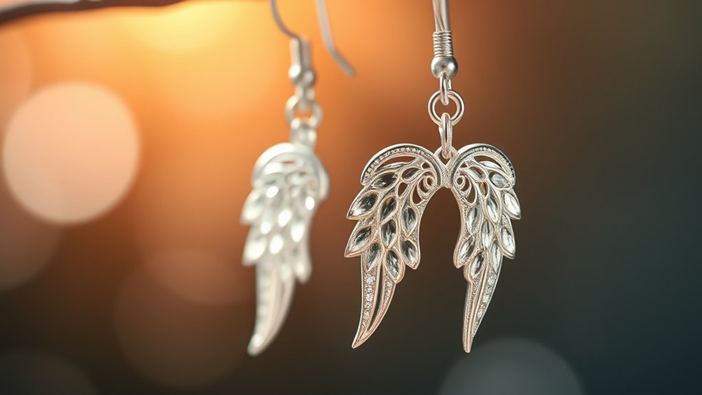 elegant angel wing crystal earrings
