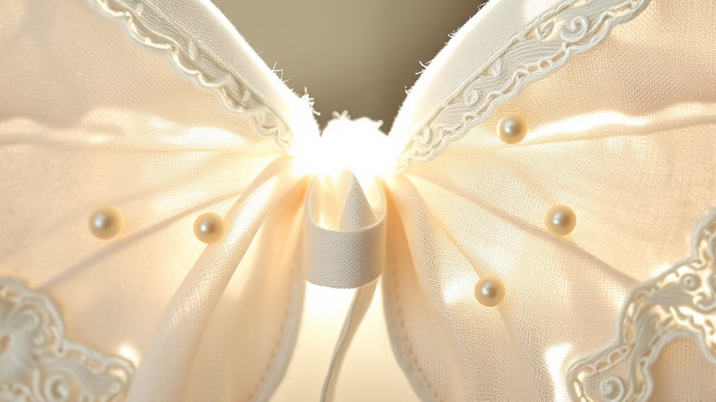 lace accented vintage angel wings