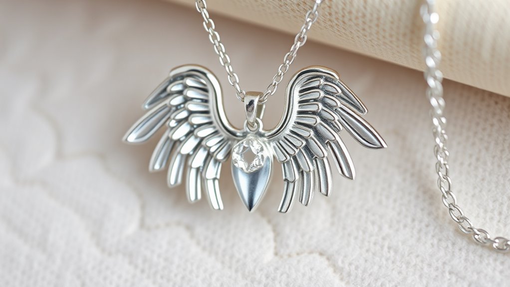 layered angel wing necklace combo