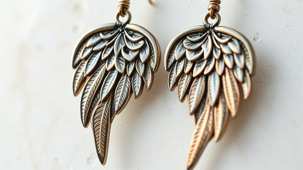 mixed metal angel earrings