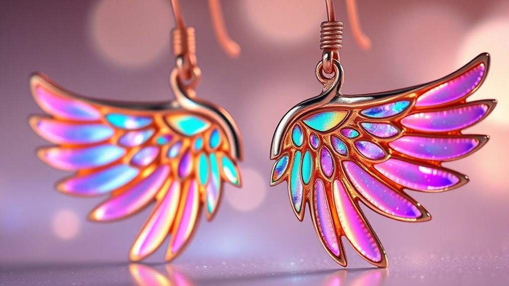 rainbow colored celestial angel wings