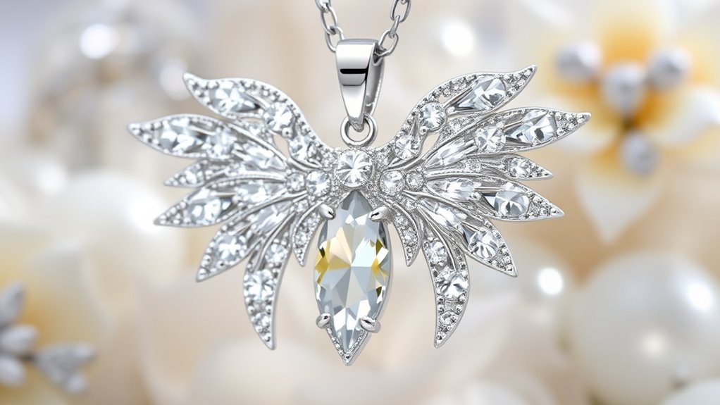 sparkling angel wings pendant
