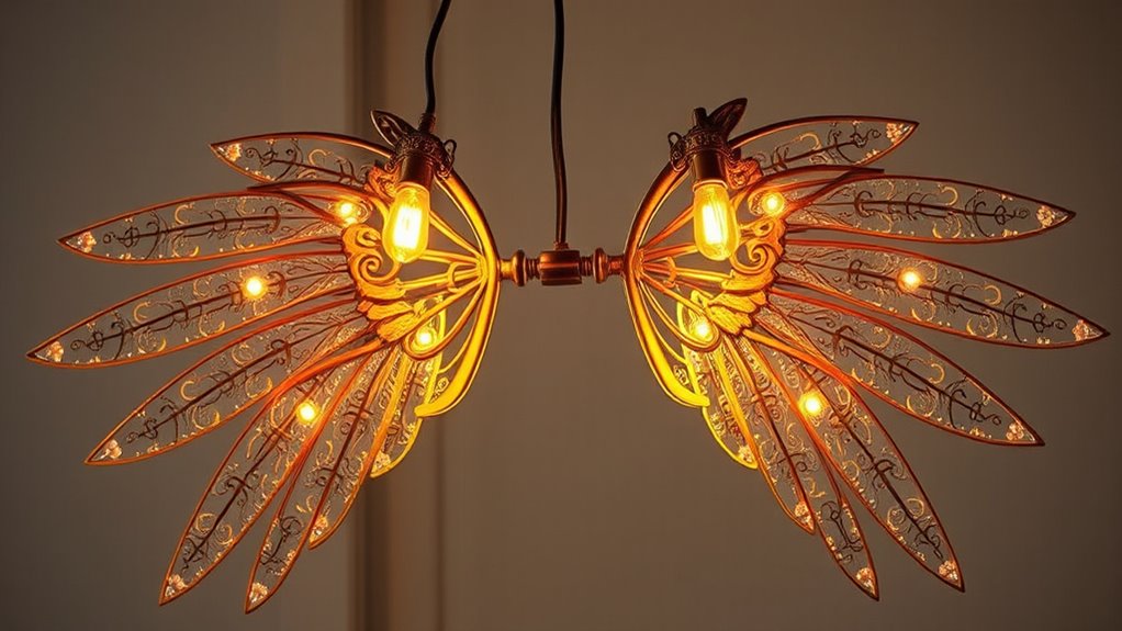 vintage angel wings lighting