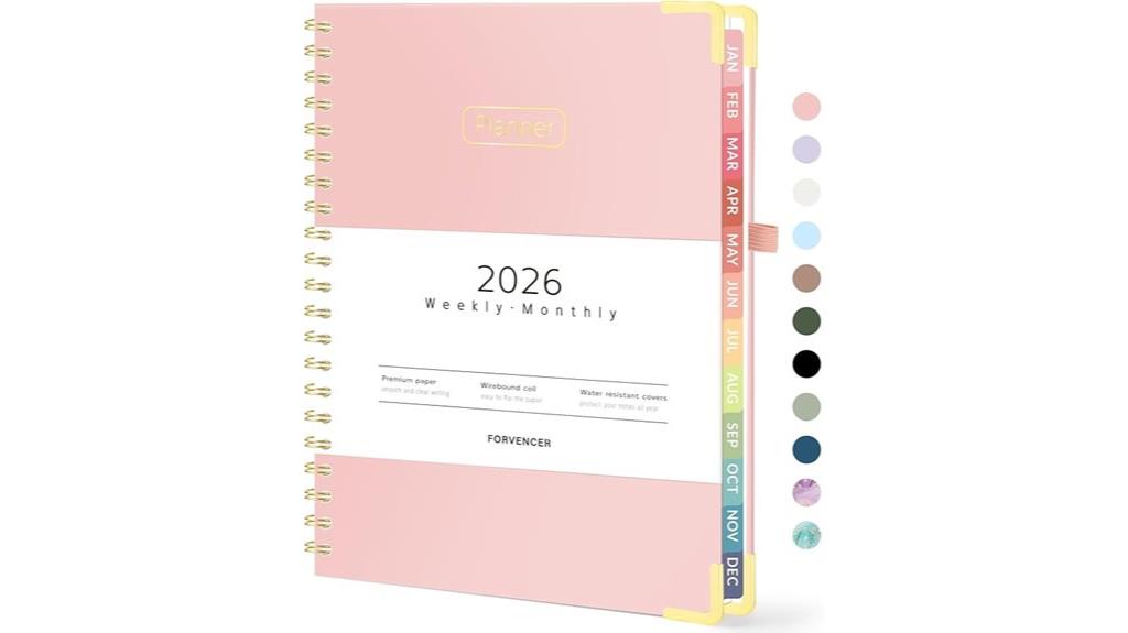 pink spiral bound planner